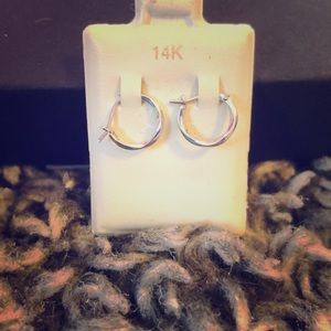 14k White Gold Small Hoops